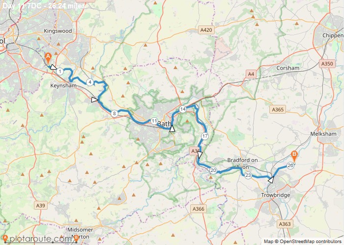 Map - Hanham Bristol to Hilperton via River Avon Trail